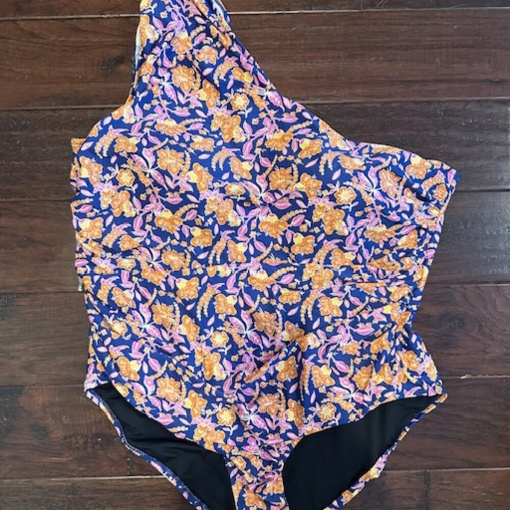 J.Crew One-Shoulder Ruched One-Piece Swimsuit - Floral - NWT
